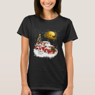 Rode Truck Kerstboom Witte Pitbull Prettig Kerstfe T-shirt