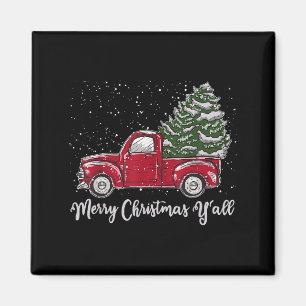 Rode Truck Kerstshirt - Prettig Kerstfeest Yall Magneet