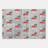 Rode truck met kerstbomen inpakpapier vel (Voorkant)