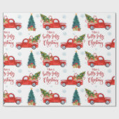 Rode truck met kerstbomen Ornamenten Cadeaupapier (Vlak)