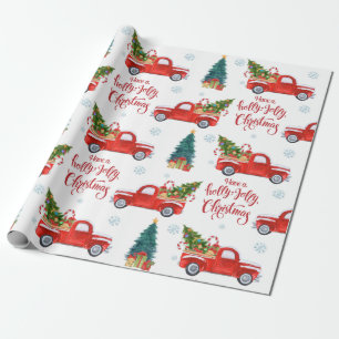 Rode truck met kerstbomen Ornamenten Cadeaupapier