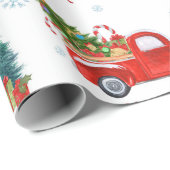 Rode truck met kerstbomen Ornamenten Cadeaupapier (Rol Hoek)