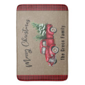 Rode  Truck met Kerstboom Badmat (Voorkant Verticaal)