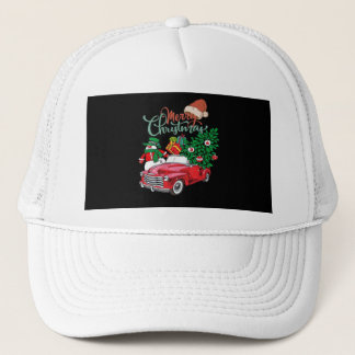 Rode Truck Ophaal Kerstboom Prettig Kerstfeest Sne Trucker Pet