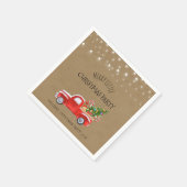  Rode Truck & Tree Kerstfeest servet (Hoek)