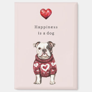Rode trui Witte Harten Geluk is een hond Magneet
