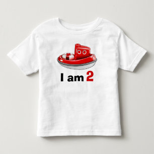 Rode Tugboat Verjaardag Leeftijd 2 Kinder Shirts
