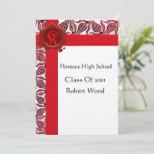 RODE TULIPS GRADUATION ARTITY Wax Seal Monogram Kaart (Staand voorkant)