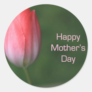 rode tulp bloem, gelukkige moederdag ronde sticker
