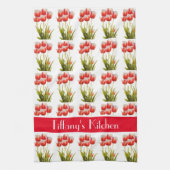 Rode Tulp Bloem Gepersonaliseerde Bloem Theedoek (Verticaal)