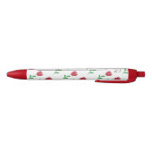 Rode Tulp Bloemen Patroon Monogram Initialen Pen (Bodem)
