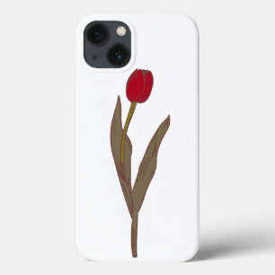 Rode tulp –  bloemillustratie iPhone 13 hoesje