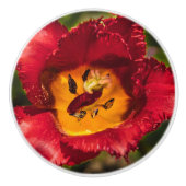 Rode tulp keramische knop (Voorkant)