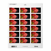 Rode Tulp op Zwart | Aangepast Retouradres Etiket (Full Sheet)