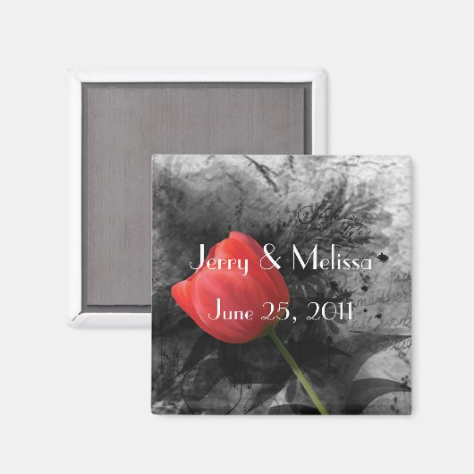 Rode Tulp Trouw Geschenkmagneet Magneet (Voorkant / Achterkant)