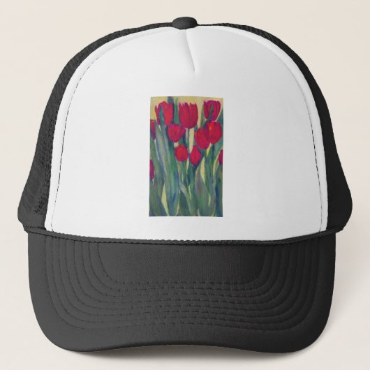 rode tulp trucker pet (Voorkant)