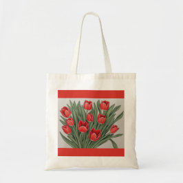 Rode Tulp Waterverf Flower Tote Bag