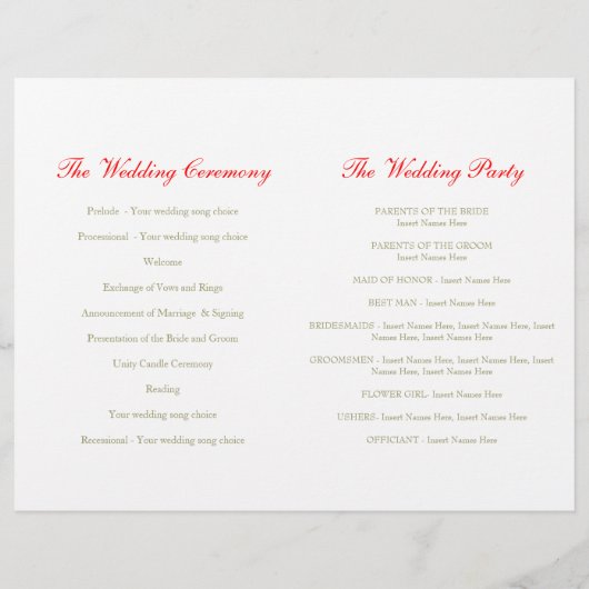 Rode tulp waterverf kunst groot trouwprogramma (Achterkant)