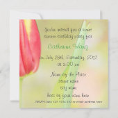 rode tulp zoete zestienjarige uitnodiging (Achterkant)