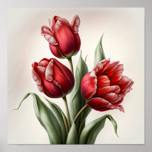 Rode Tulpen Bloemenkunst Print Poster