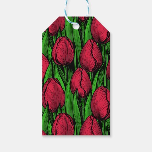 Rode tulpen cadeaulabel (Voorkant)
