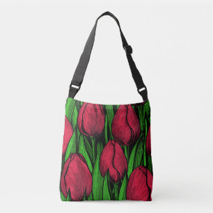 Rode tulpen crossbody tas