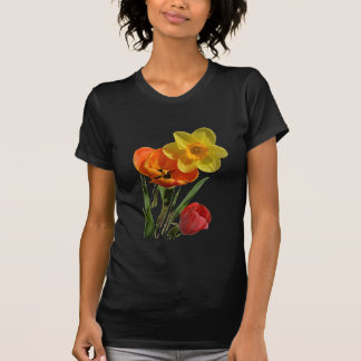 Rode tulpen en gele daffodilbloemen t-shirt