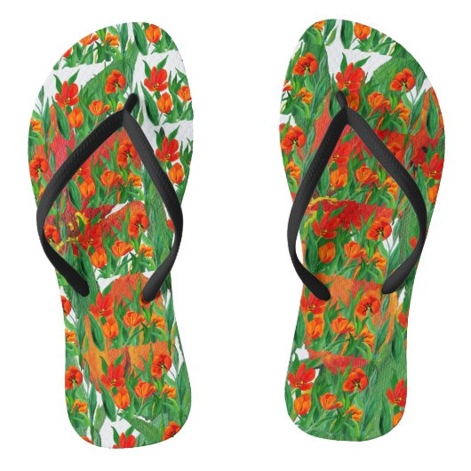 Rode tulpen flip Flop (Voetbed)