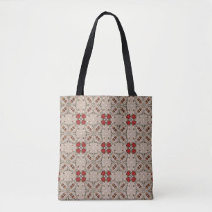 Rode tulpen geometrische canvas tas