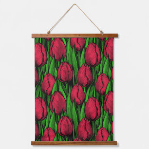 Rode tulpen hangend wandkleed