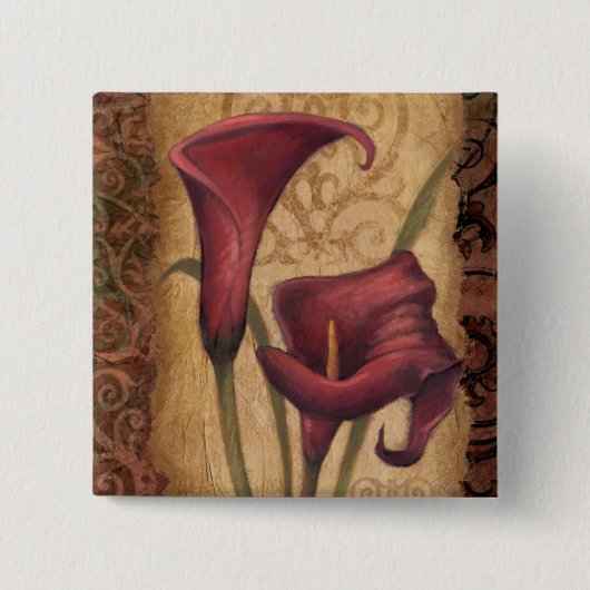 Rode Tulpen I Vierkante Button 5,1 Cm (Voorkant)