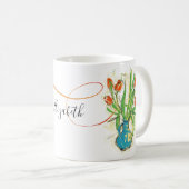 Rode Tulpen in Blue Vase Spring Floral Monogrammen Koffiemok (Voorkant rechts)