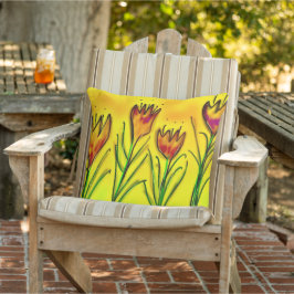 Rode tulpen in de tuin buitenkussen