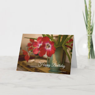 Rode Tulpen in Groene Vaas Verjaardag Kaart
