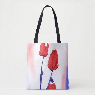 Rode Tulpen met blauw Draagtas