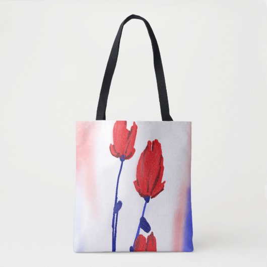 Rode Tulpen met blauw Draagtas (Voorkant)