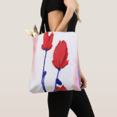 Rode Tulpen met blauw Draagtas (Dichtbij)