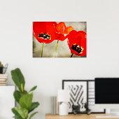 Rode tulpen met geverfde bloemen poster (Thuiskantoor)