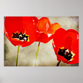 Rode tulpen met geverfde bloemen poster (Voorkant)