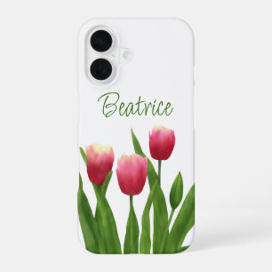 Rode tulpen met groen iPhone 16 hoesje