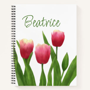 Rode tulpen met groen notitieboek