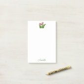 Rode tulpen met groen post-it® notes (Op bureau)