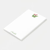 Rode tulpen met groen post-it® notes (Schuin)