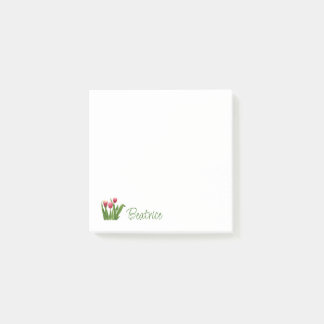 Rode tulpen met groene noten post-it® notes