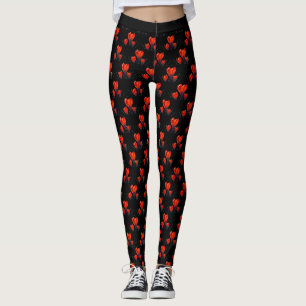 Rode tulpen op een zwarte achtergrond Aangepaste s Leggings