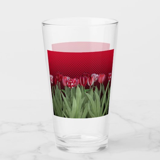Rode Tulpen op gradiënt Glas (Voorkant)