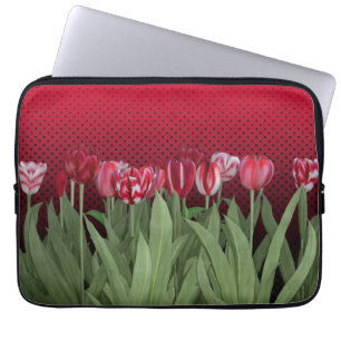 Rode Tulpen op gradiënt Laptop Sleeve