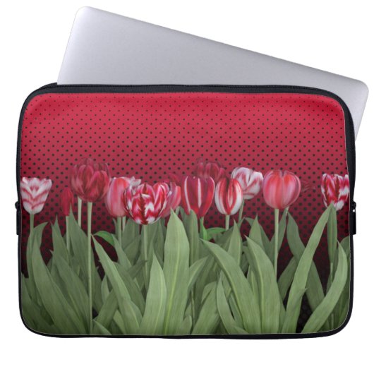 Rode Tulpen op gradiënt Laptop Sleeve (Voorkant)