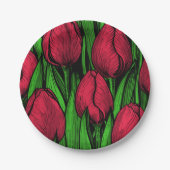 Rode tulpen papieren bordje (Voorkant)