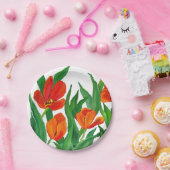 Rode tulpen papieren bordje (Feest)